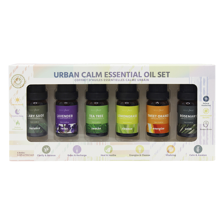 Urban Calm Essential Oil Set With Hemp Oil